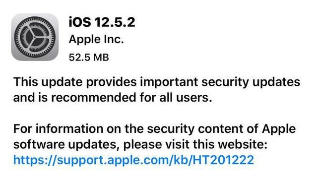 磐安苹果手机维修分享iOS12.5.2发布，建议所有老苹果用户安装 